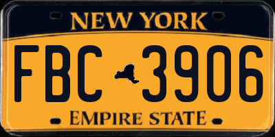 NY license plate FBC3906