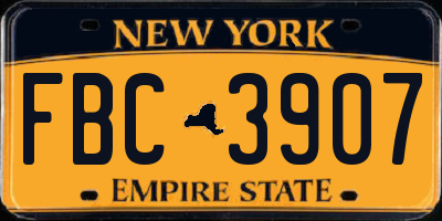 NY license plate FBC3907