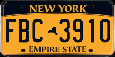 NY license plate FBC3910