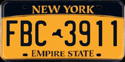 NY license plate FBC3911
