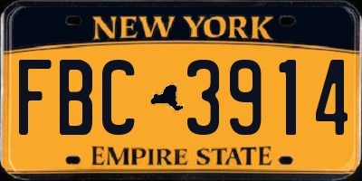 NY license plate FBC3914