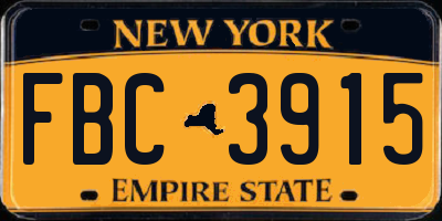 NY license plate FBC3915