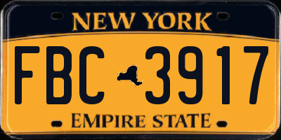 NY license plate FBC3917