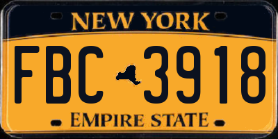 NY license plate FBC3918