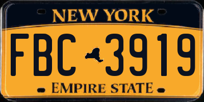 NY license plate FBC3919
