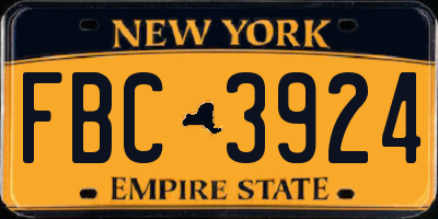 NY license plate FBC3924