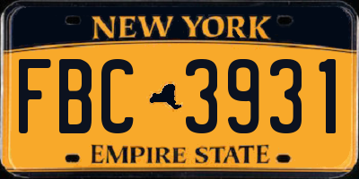 NY license plate FBC3931