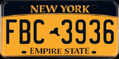 NY license plate FBC3936