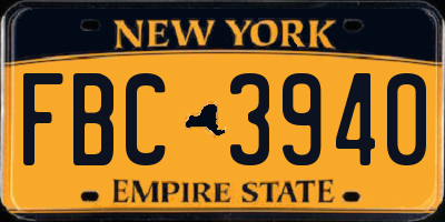 NY license plate FBC3940