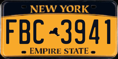 NY license plate FBC3941