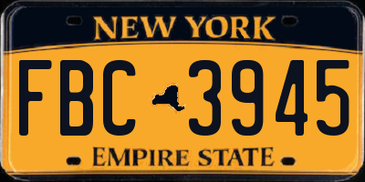 NY license plate FBC3945
