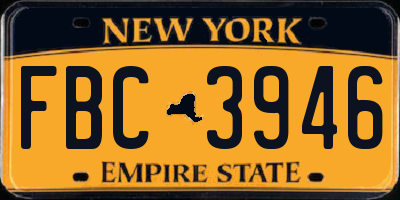 NY license plate FBC3946