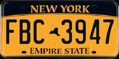 NY license plate FBC3947