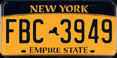 NY license plate FBC3949