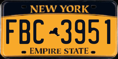 NY license plate FBC3951