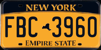 NY license plate FBC3960
