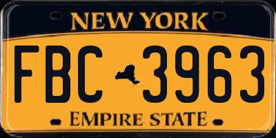 NY license plate FBC3963