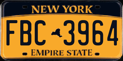 NY license plate FBC3964