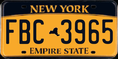 NY license plate FBC3965