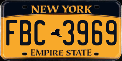 NY license plate FBC3969