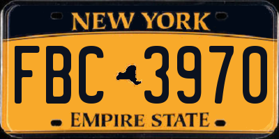 NY license plate FBC3970