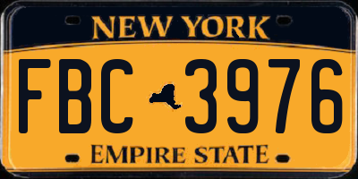 NY license plate FBC3976