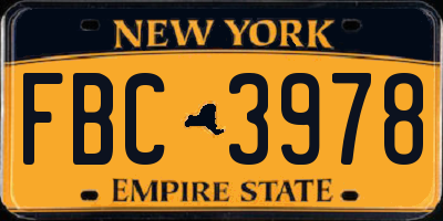 NY license plate FBC3978
