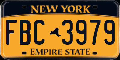 NY license plate FBC3979