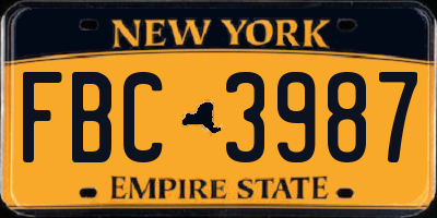 NY license plate FBC3987