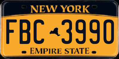 NY license plate FBC3990