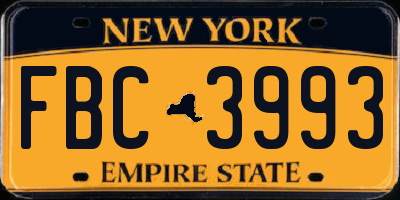 NY license plate FBC3993