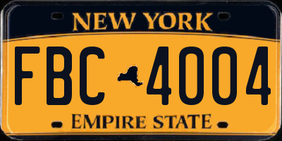 NY license plate FBC4004