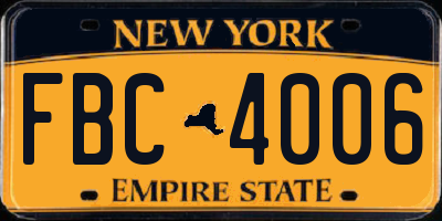 NY license plate FBC4006