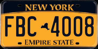 NY license plate FBC4008