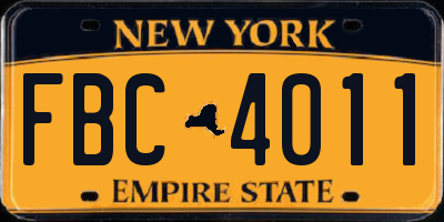 NY license plate FBC4011