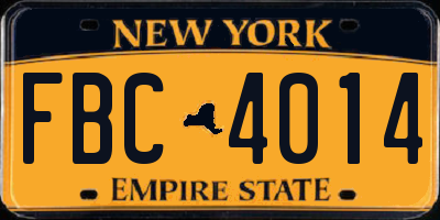 NY license plate FBC4014