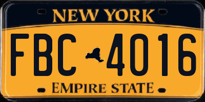 NY license plate FBC4016