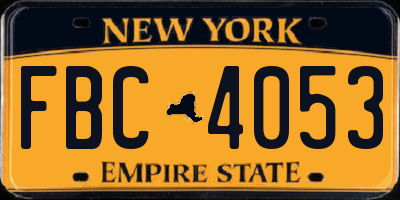 NY license plate FBC4053