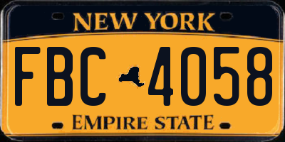 NY license plate FBC4058