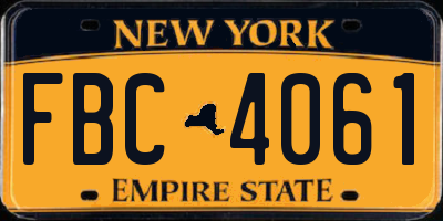 NY license plate FBC4061