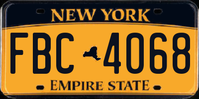 NY license plate FBC4068
