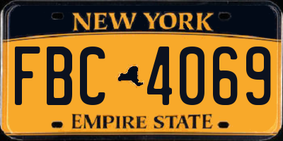 NY license plate FBC4069