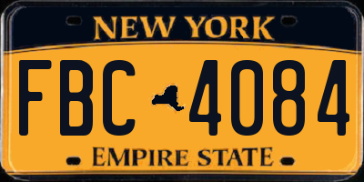 NY license plate FBC4084