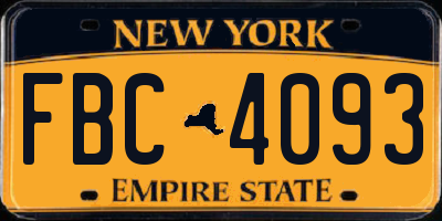NY license plate FBC4093