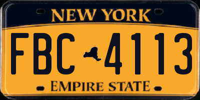 NY license plate FBC4113