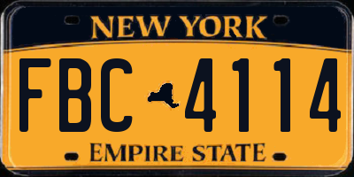 NY license plate FBC4114