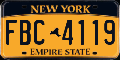 NY license plate FBC4119