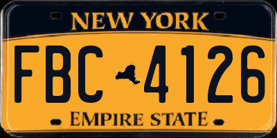 NY license plate FBC4126