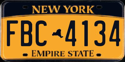 NY license plate FBC4134