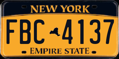 NY license plate FBC4137
